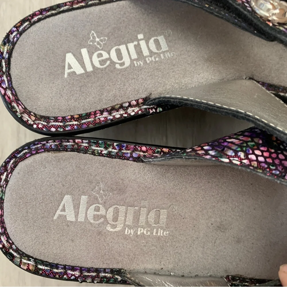 Alegria Loti Leather Triple Strap Wedge Sandals